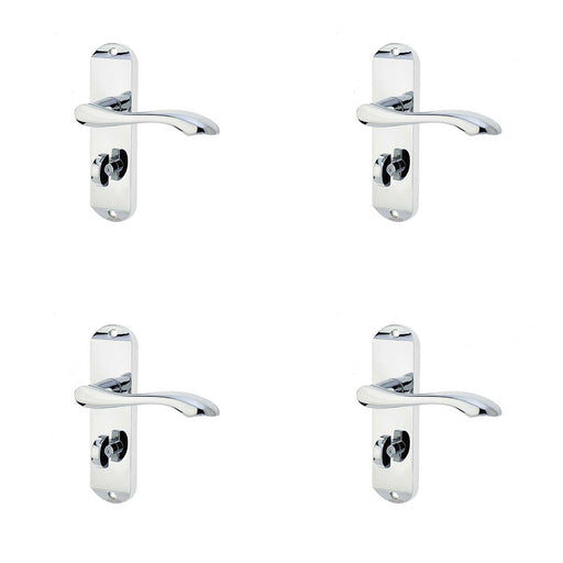 PACK Polished Chrome Suite Door Handle with Bathroom Plate Modern Design Interior Lever Backplate