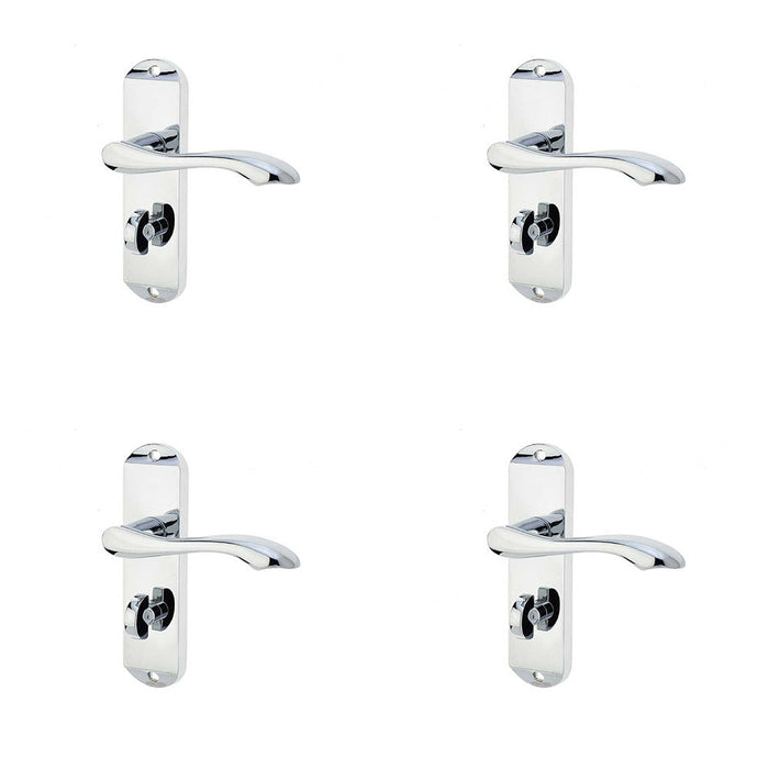 PACK Polished Chrome Suite Door Handle with Bathroom Plate Modern Design Interior Lever Backplate