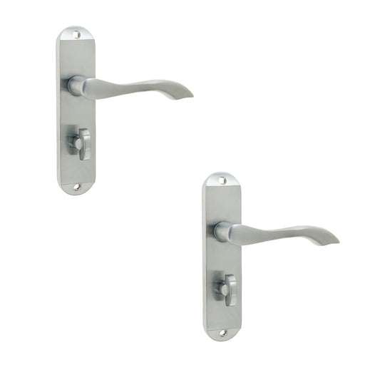 PACK Satin Chrome Suite Door Handle Bathroom Stylish Durable Interior Lever Backplate (1)