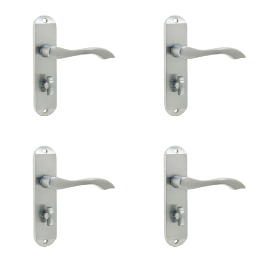 PACK Satin Chrome Suite Door Handle Bathroom Stylish Durable Interior Lever Backplate