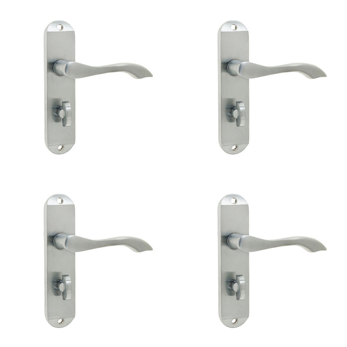 PACK Satin Chrome Suite Door Handle Bathroom Stylish Durable Interior Lever Backplate