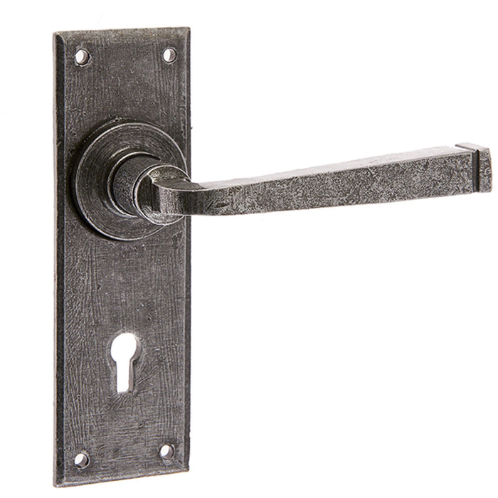 Rustic Pewter Door Handle Lockplate Unique Home Decor Interior Lever Backplate