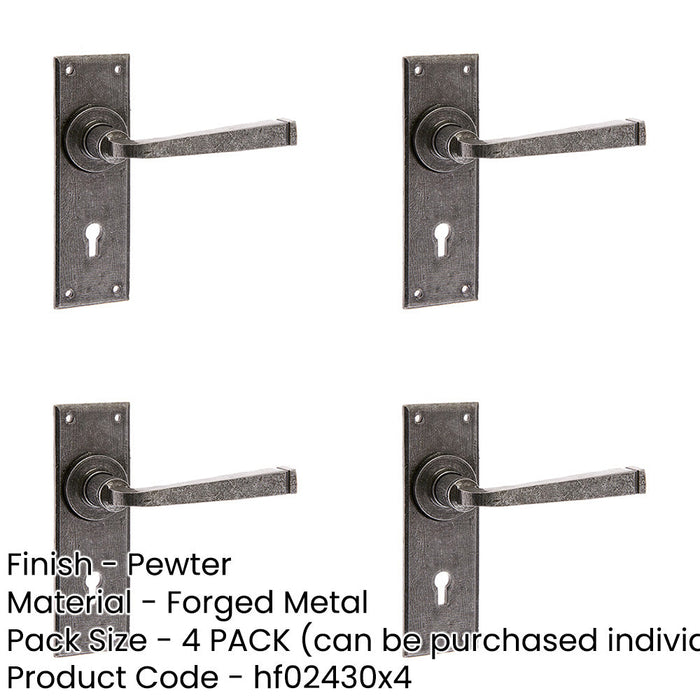 PACK Rustic Pewter Door Handle Lockplate Unique Home Decor Interior Lever Backplate-1