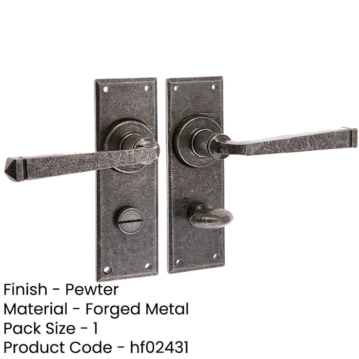 Rustic Pewter Door Handle Backplate Bathrooms Interior Lever Backplate-1