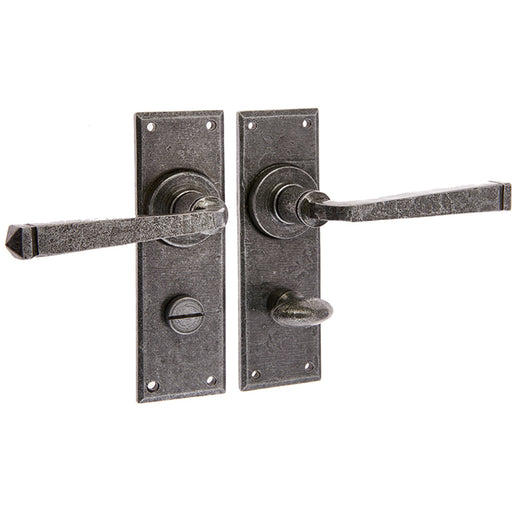 Rustic Pewter Door Handle Backplate Bathrooms Interior Lever Backplate