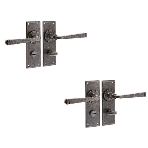 PACK Rustic Pewter Door Handle Backplate Bathrooms Interior Lever Backplate (1)