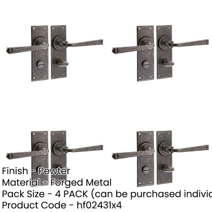 PACK Rustic Pewter Door Handle Backplate Bathrooms Interior Lever Backplate-1