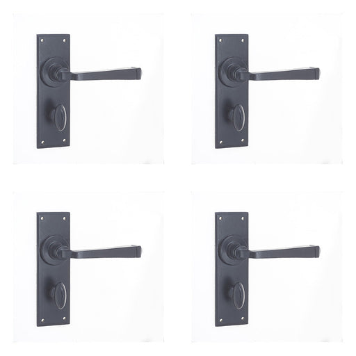 PACK Rustic Black Bathroom Door Handle with Backplate Interior Lever Backplate