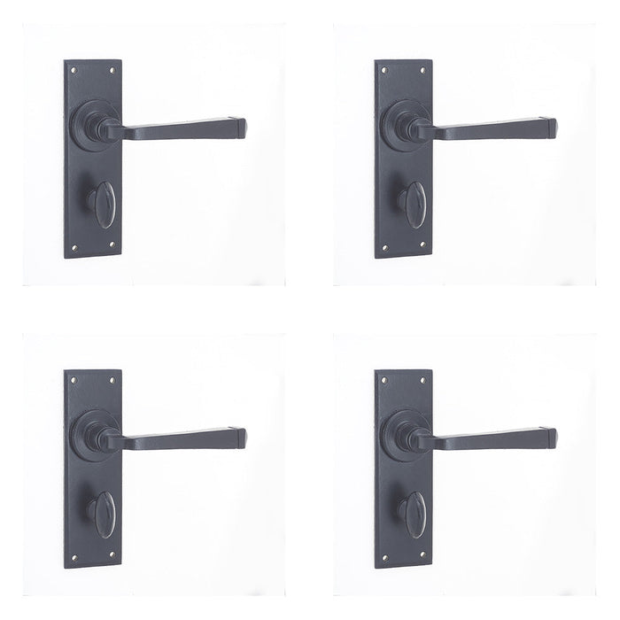 PACK Rustic Black Bathroom Door Handle with Backplate Interior Lever Backplate