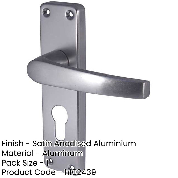 Satin Anodised Aluminium Contract Door Handle with Euro Profile Lockplate Interior Lever Backplate-1