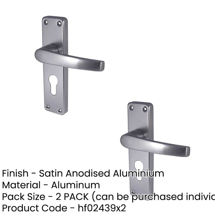 PACK Satin Anodised Aluminium Contract Door Handle with Euro Profile Lockplate Interior Lever Backplate (1)-1