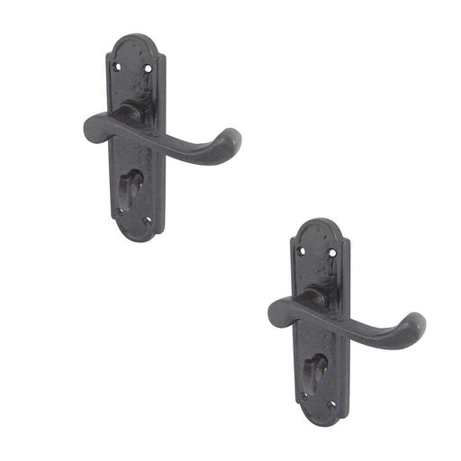 PACK Elegant Black Suite Door Handle Bathroom Plate Stylish Interiors Interior Lever Backplate (1)