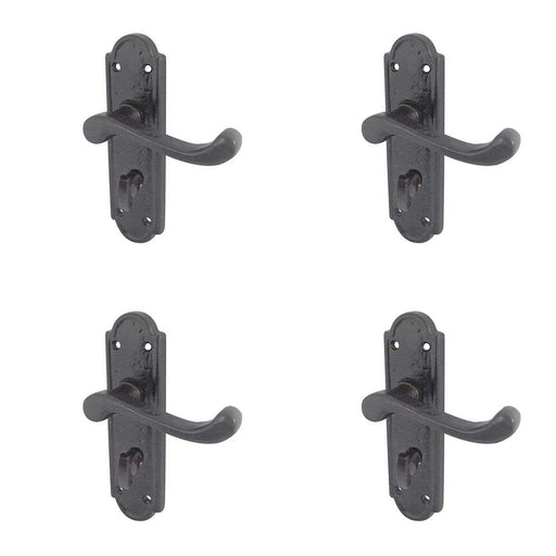 PACK Elegant Black Suite Door Handle Bathroom Plate Stylish Interiors Interior Lever Backplate