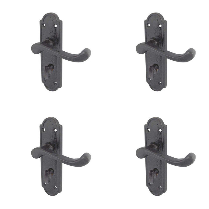 PACK Elegant Black Suite Door Handle Bathroom Plate Stylish Interiors Interior Lever Backplate