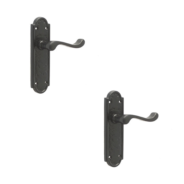 PACK Elegant Black Suite Door Handle with Latchplate Interior Lever Backplate (2)