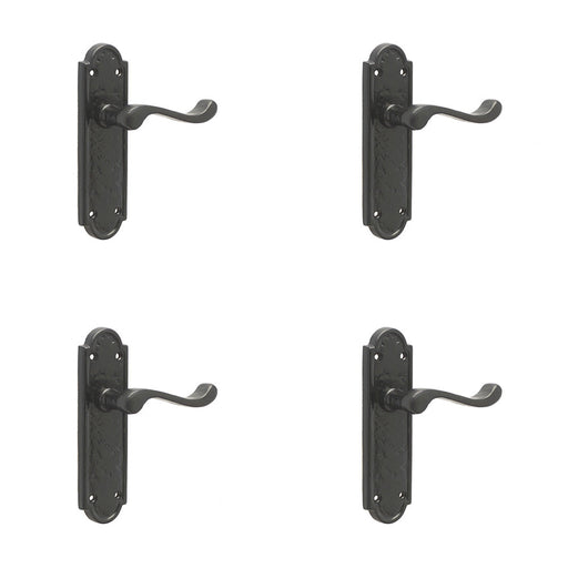 PACK Elegant Black Suite Door Handle with Latchplate Interior Lever Backplate