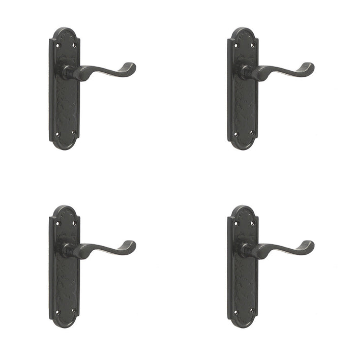 PACK Elegant Black Suite Door Handle with Latchplate Interior Lever Backplate