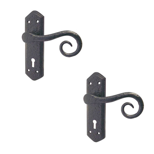 PACK Elegant Black Suite Door Handle with Lockplate Interior Lever Backplate (3)