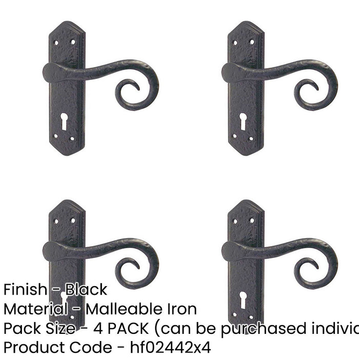 PACK Elegant Black Suite Door Handle with Lockplate Interior Lever Backplate (1)-1