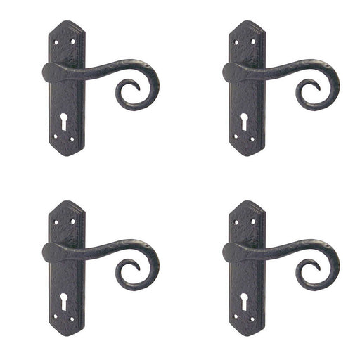 PACK Elegant Black Suite Door Handle with Lockplate Interior Lever Backplate (1)