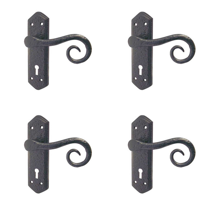 PACK Elegant Black Suite Door Handle with Lockplate Interior Lever Backplate (1)