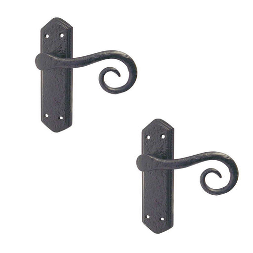 PACK Elegant Black Suite Door Handle with Latchplate Interior Lever Backplate (3)