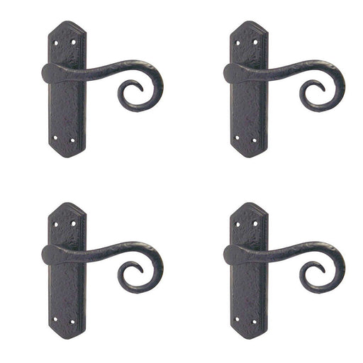 PACK Elegant Black Suite Door Handle with Latchplate Interior Lever Backplate (1)