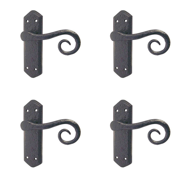 PACK Elegant Black Suite Door Handle with Latchplate Interior Lever Backplate (1)