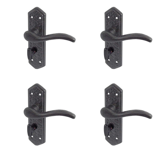 PACK Elegant Black Suite Door Handle with Bathroom Plate Interior Lever Backplate (1)