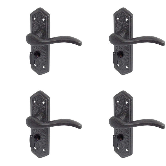 PACK Elegant Black Suite Door Handle with Bathroom Plate Interior Lever Backplate (1)