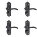 PACK Elegant Black Suite Door Handle with Bathroom Plate Interior Lever Backplate (1)