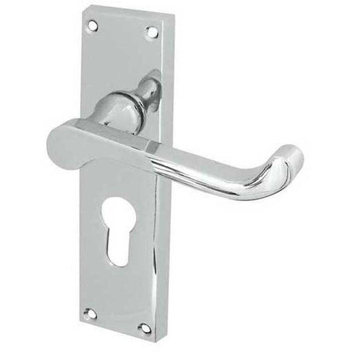 Elegant Victorian Scroll Door Handle with Polished Chrome Finish Interior Lever Backplate