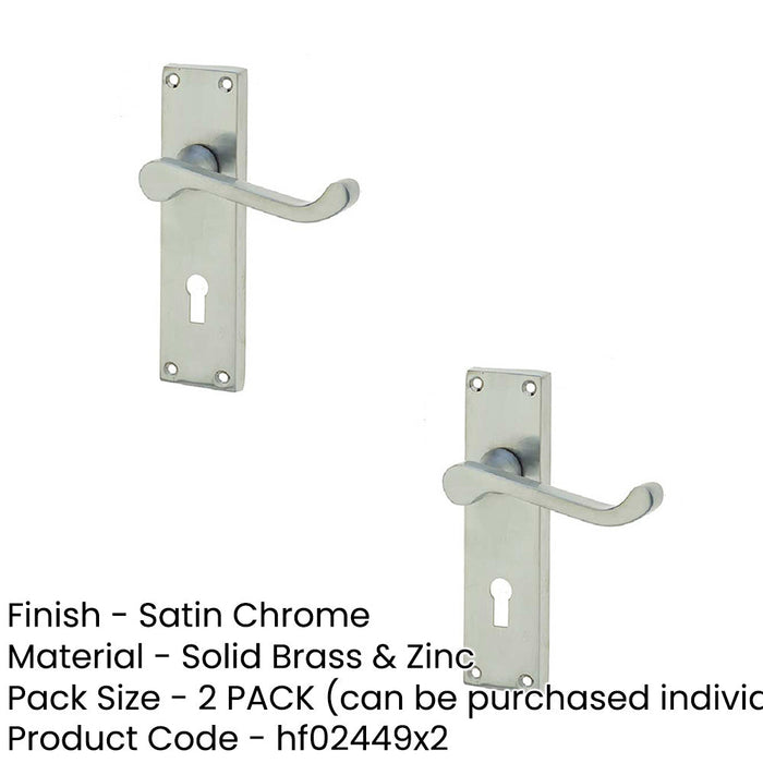 PACK Elegant Victorian Scroll Door Handle with Lockplate Satin Chrome Finish Interior Lever Backplate (1)-1