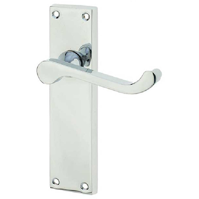 Elegant Victorian Scroll Door Handle with Polished Chrome Finish Interior Lever Backplate (1)