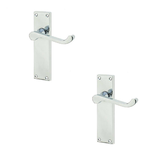 PACK Elegant Victorian Scroll Door Handle with Polished Chrome Finish Interior Lever Backplate (3)
