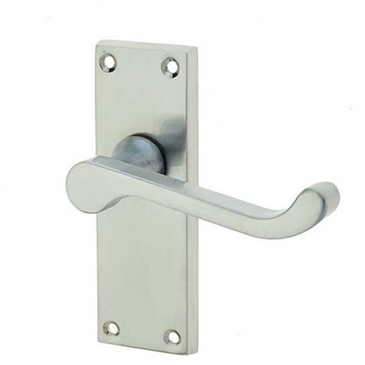 Elegant Victorian Scroll Door Handle with Satin Chrome Finish Interior Lever Backplate