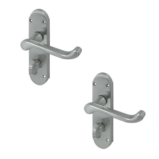 PACK Contemporary Satin Chrome Suite Door Handle Bathroom Interior Lever Backplate (1)