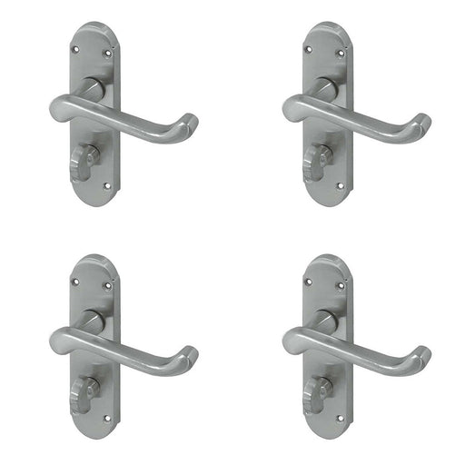 PACK Contemporary Satin Chrome Suite Door Handle Bathroom Interior Lever Backplate