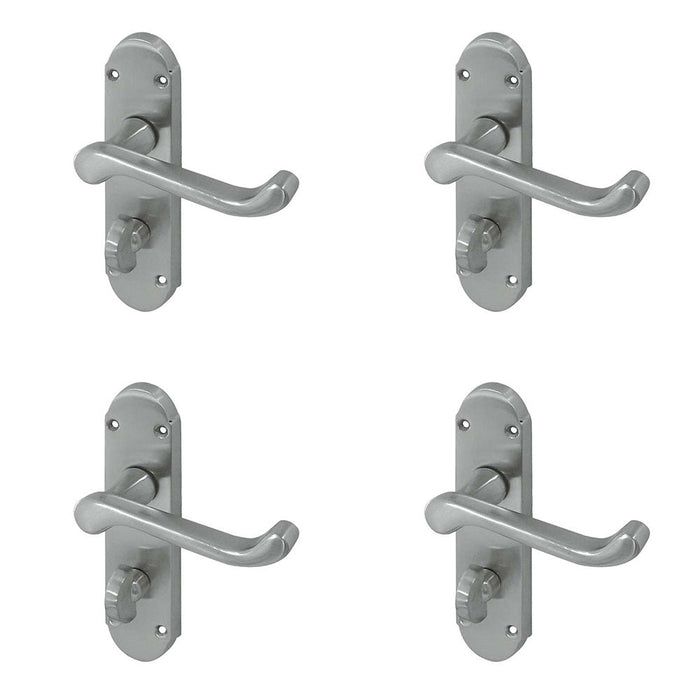 PACK Contemporary Satin Chrome Suite Door Handle Bathroom Interior Lever Backplate