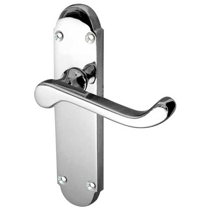 Contemporary Suite Door Handle with Latchplate Polished Chrome Interior Lever Backplate