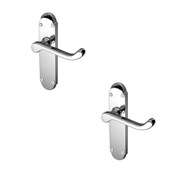 PACK Contemporary Suite Door Handle with Latchplate Polished Chrome Interior Lever Backplate (1)