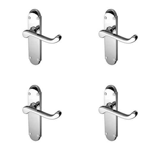 PACK Contemporary Suite Door Handle with Latchplate Polished Chrome Interior Lever Backplate