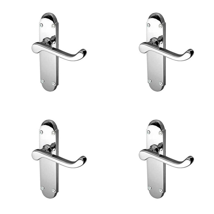 PACK Contemporary Suite Door Handle with Latchplate Polished Chrome Interior Lever Backplate