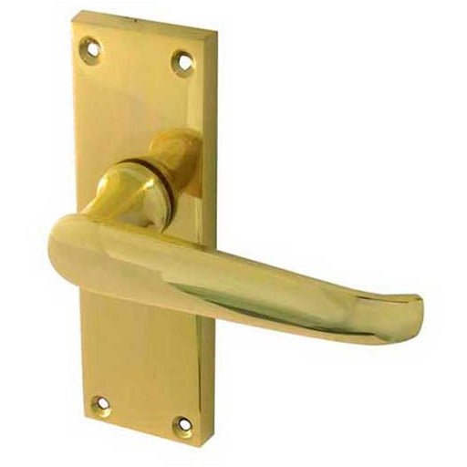 Elegant Victorian Straight Door Handle with Polished Brass Finish Interior Lever Backplate