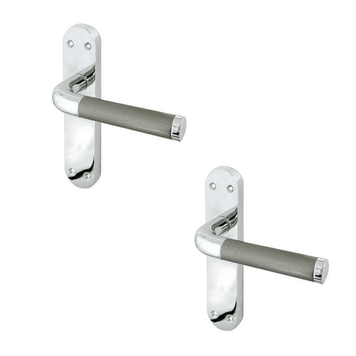 PACK Elegant Twin Suite Door Handle Polished Satin Chrome Interior Lever Backplate (1)