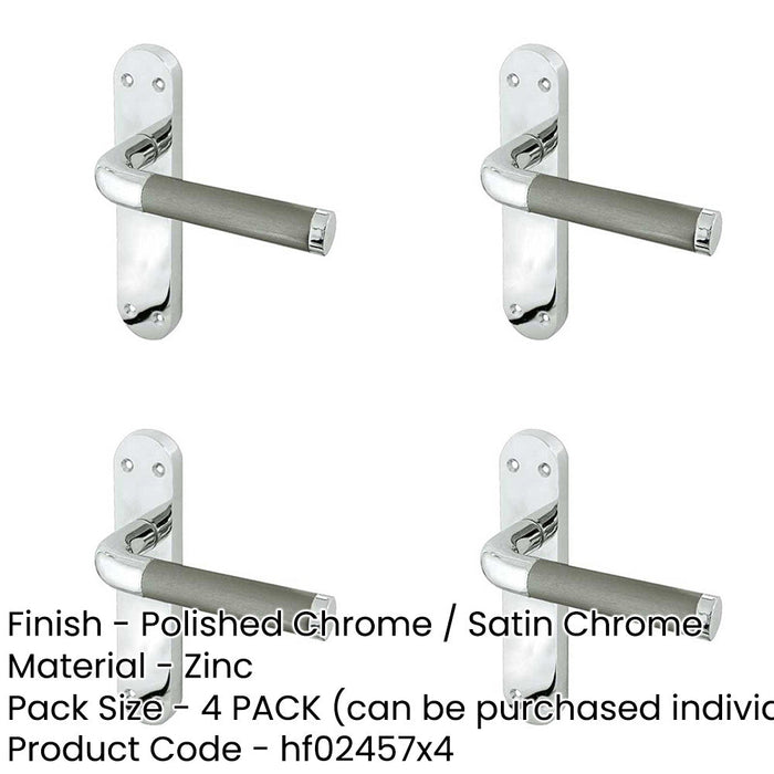 PACK Elegant Twin Suite Door Handle Polished Satin Chrome Interior Lever Backplate-1