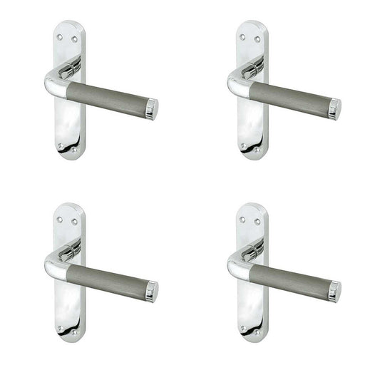 PACK Elegant Twin Suite Door Handle Polished Satin Chrome Interior Lever Backplate