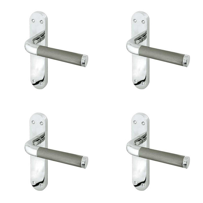 PACK Elegant Twin Suite Door Handle Polished Satin Chrome Interior Lever Backplate