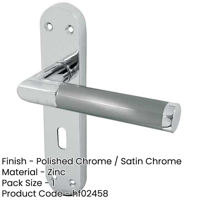 Mitred Suite Door Handle with Lockplate Polished Satin Chrome Finish Interior Lever Backplate-1