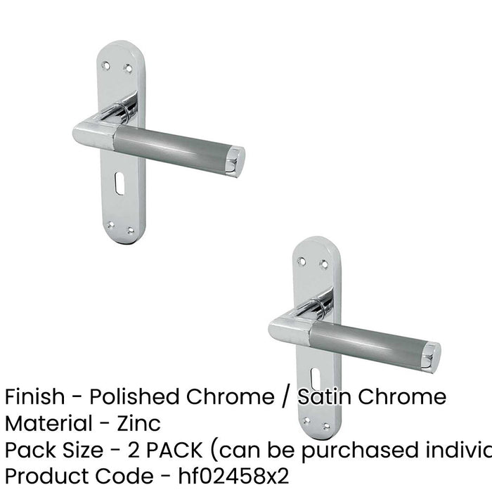 PACK Mitred Suite Door Handle with Lockplate Polished Satin Chrome Finish Interior Lever Backplate (1)-1